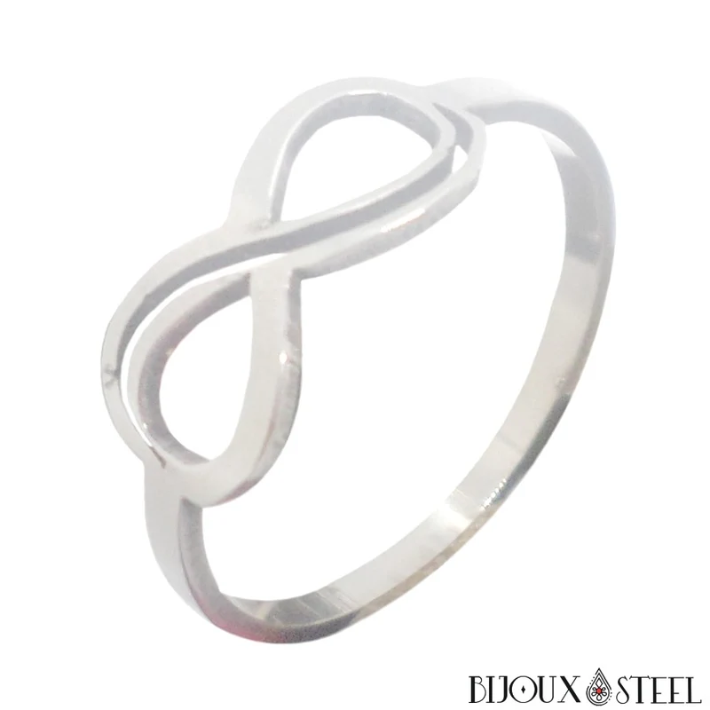 Bague argentée symbole infini en acier chirurgical