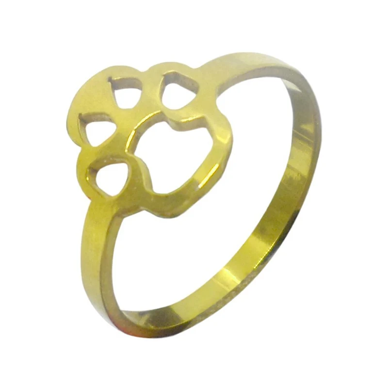 Bague femme à patte de chien ou chat dorée en acier chirurgical