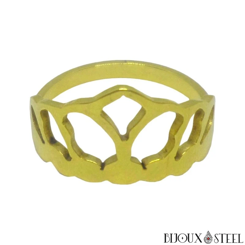 Bague couronne de reine dorée en acier chirurgical