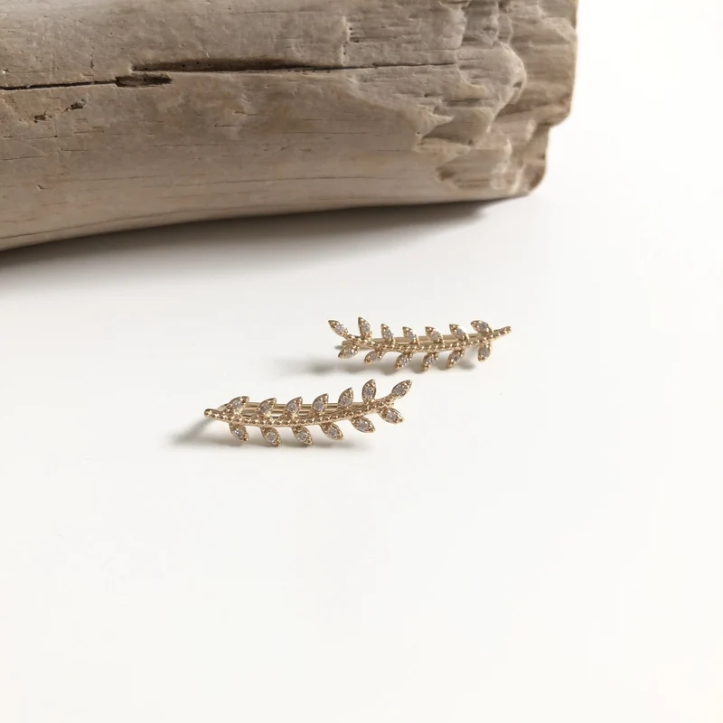 Boucles d'oreilles "Laurier" plaqué or