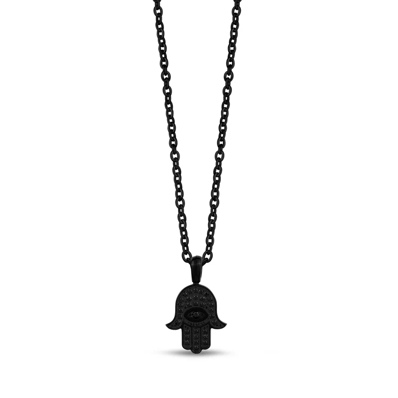 Pendentif Hamsa en pierre noire
