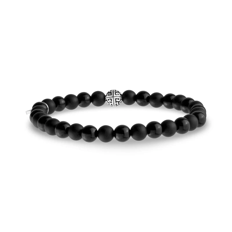 Bracelet de perles mixtes noires 6mm