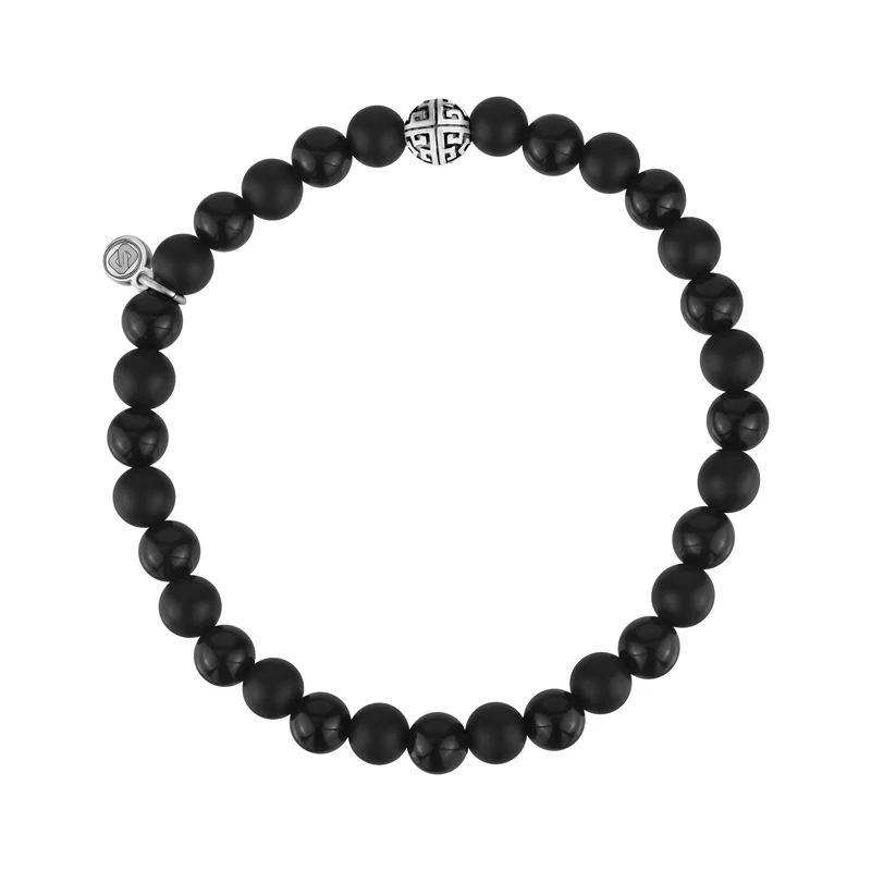 Bracelet de perles mixtes noires 6mm