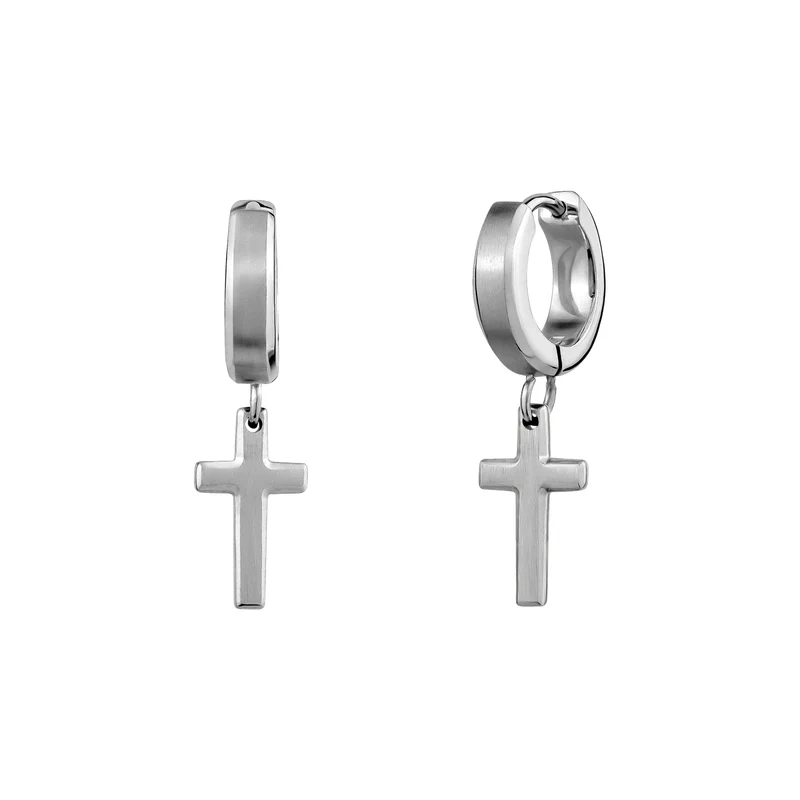 Boucles d'oreilles croix à bord biseauté