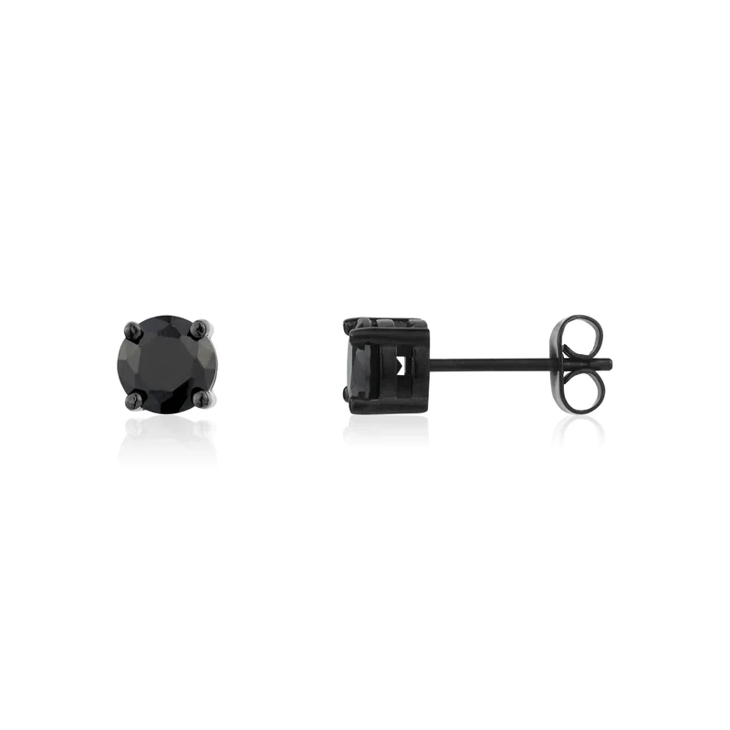 Clous d'oreilles en pierre noire | 6.5MM