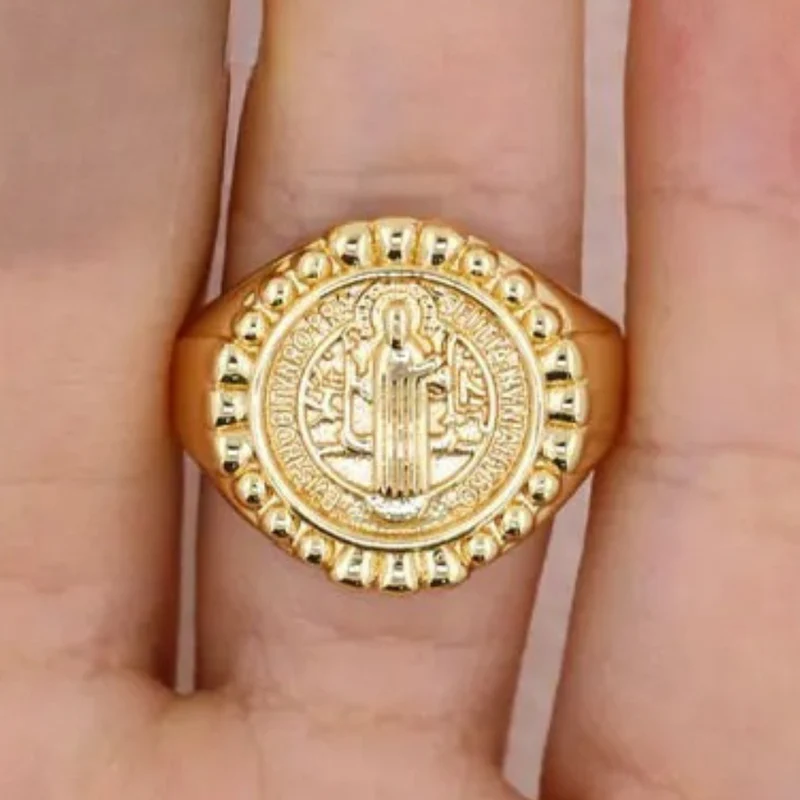 Bague Chevalière Vierge Marie Or