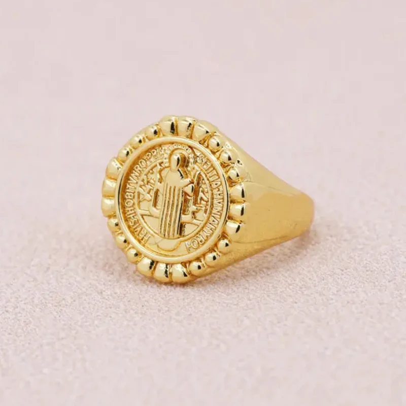 Bague Chevalière Vierge Marie Or