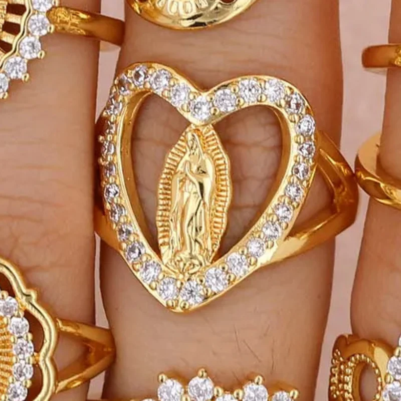 Bague Vierge Marie Cœur Strass