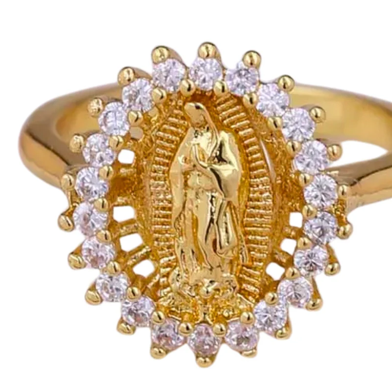 Bague Vierge Marie Ovale Strass