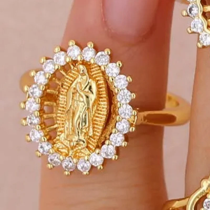 Bague Vierge Marie Ovale Strass
