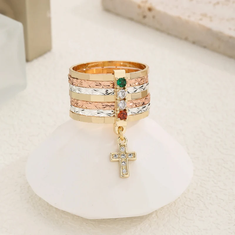 Bague Croix Tricolore