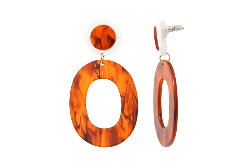 Boucles d'oreilles acier laiton acétate marron