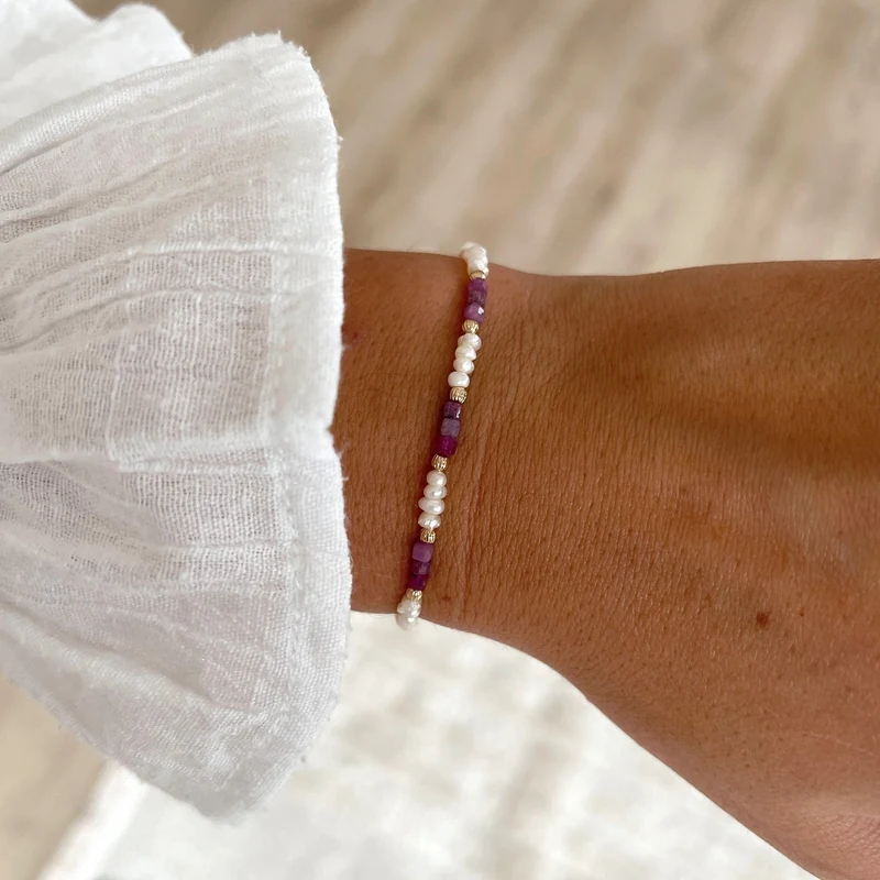 Bracelet "Rosalba" rubis plaqué or
