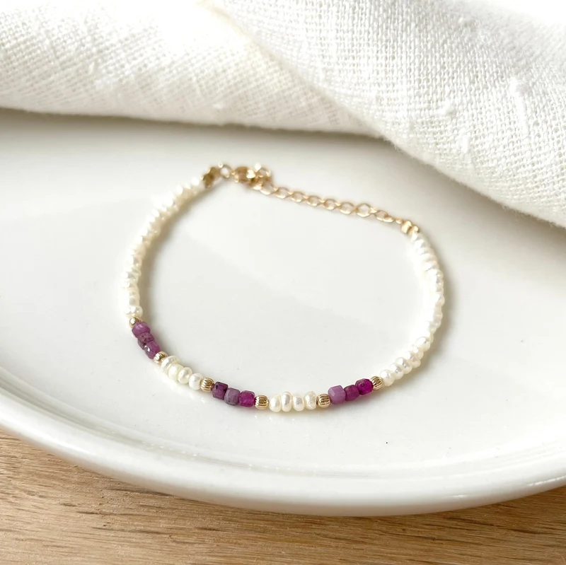 Bracelet "Rosalba" rubis plaqué or