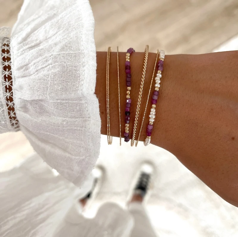 Bracelet "Rosalba" rubis plaqué or