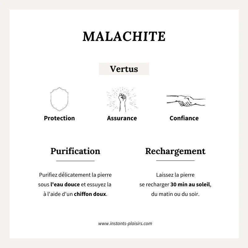 Collier "Hamin" malachite plaqué or