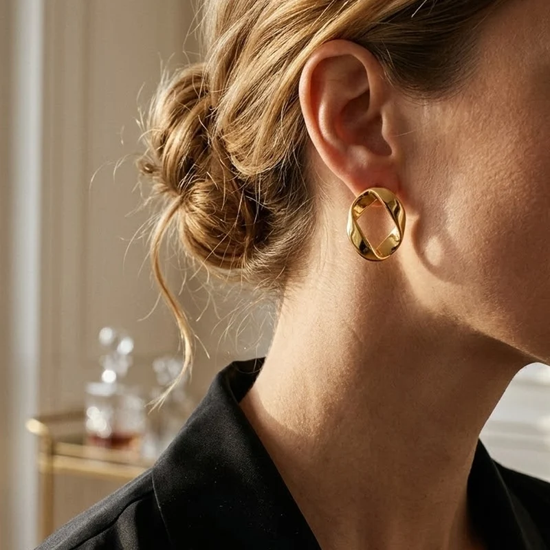 Boucles d’oreilles en forme de losange torsadé