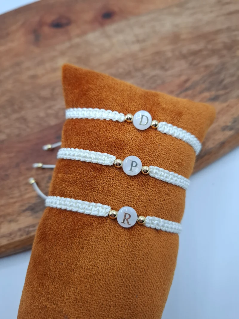 Bracelet brésilien tressé personnalisable écru