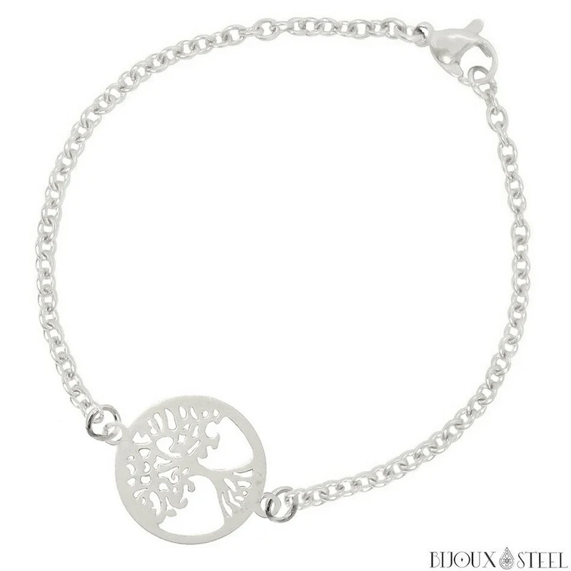 Bracelet arbre de vie en acier inoxydable