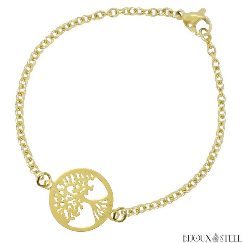 Bracelet arbre de vie en acier inoxydable