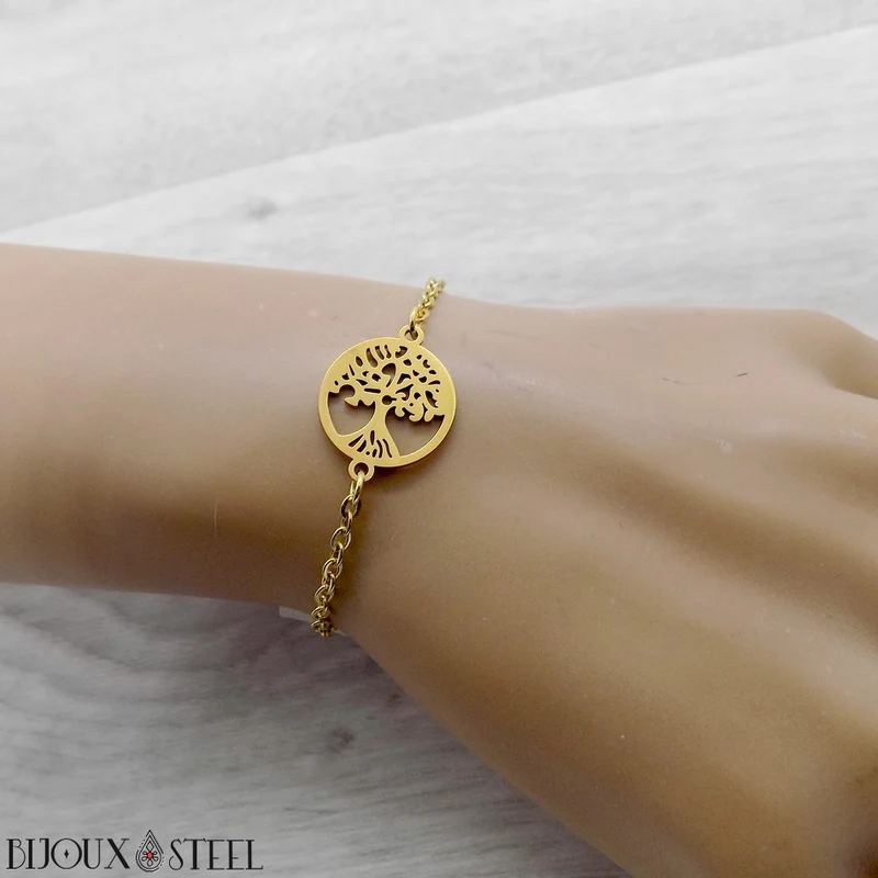 Bracelet arbre de vie en acier inoxydable