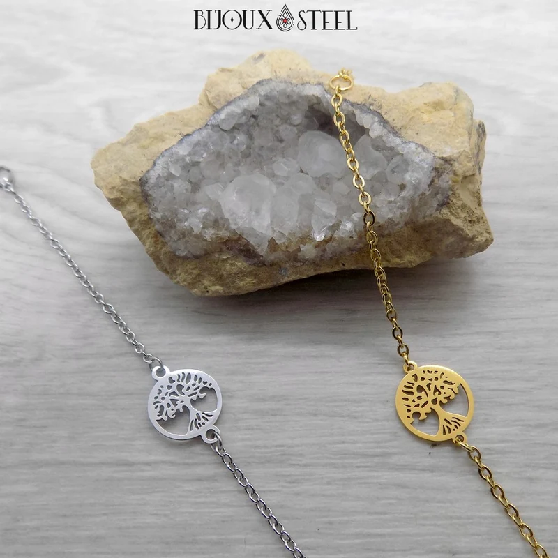 Bracelet arbre de vie en acier inoxydable