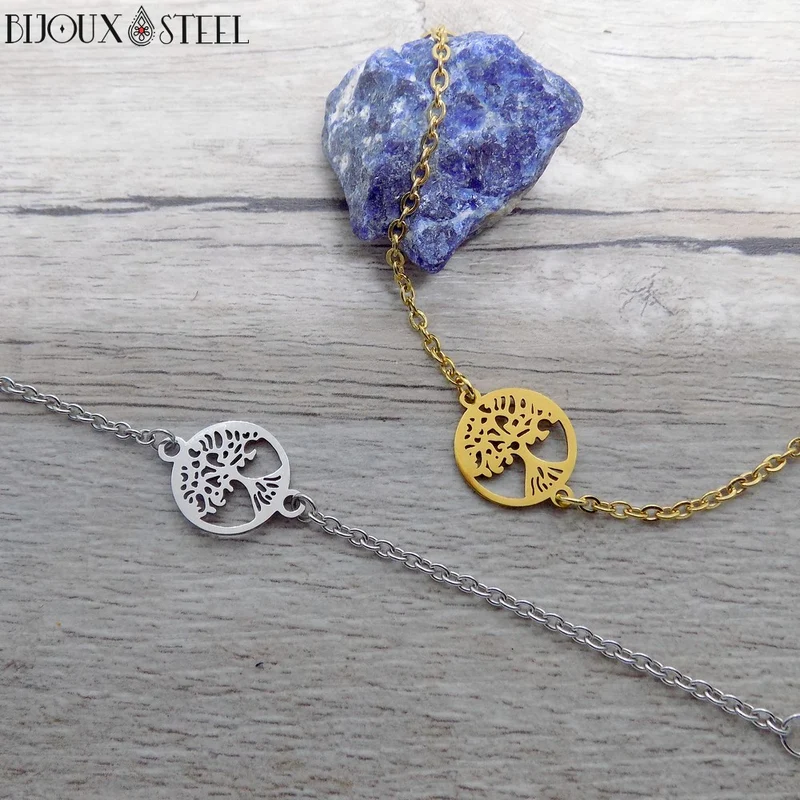 Bracelet arbre de vie en acier inoxydable