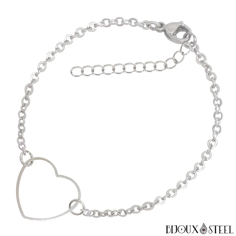 Bracelet cœur en acier inoxydable