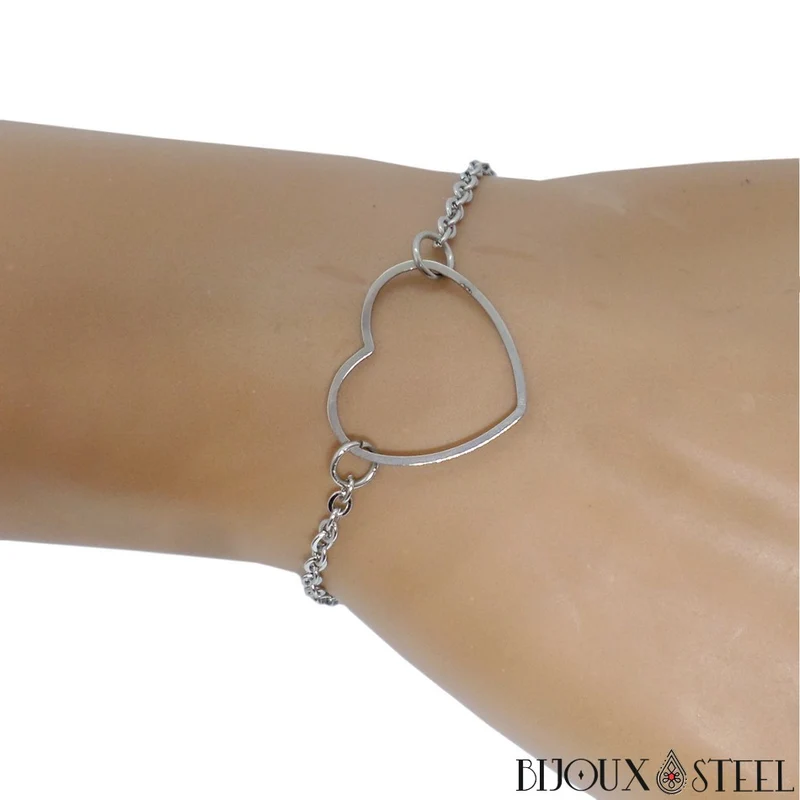 Bracelet cœur en acier inoxydable