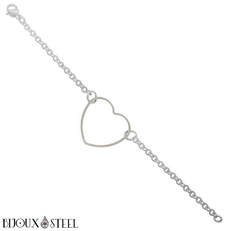 Bracelet cœur en acier inoxydable
