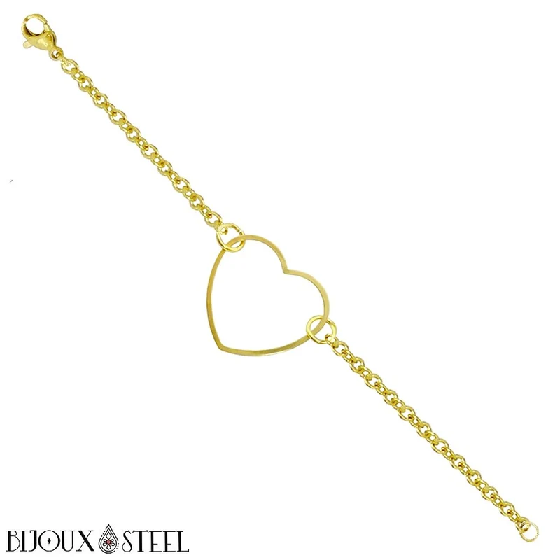 Bracelet cœur en acier inoxydable