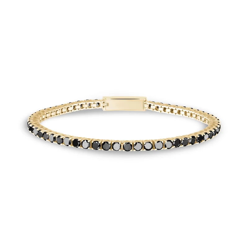 Bracelet de tennis en pierre noire | 3mm