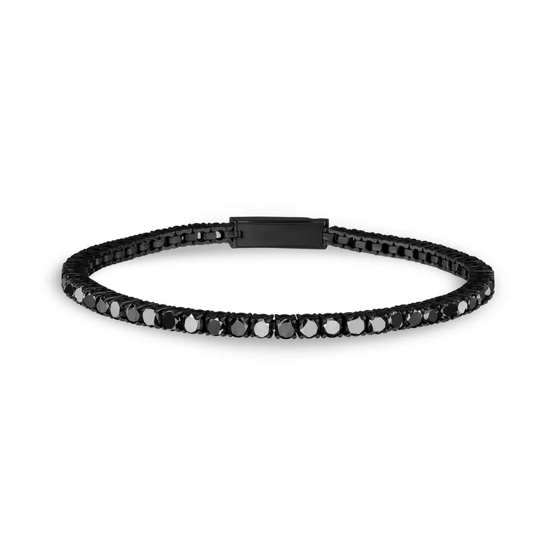 Bracelet de tennis en pierre noire | 3mm