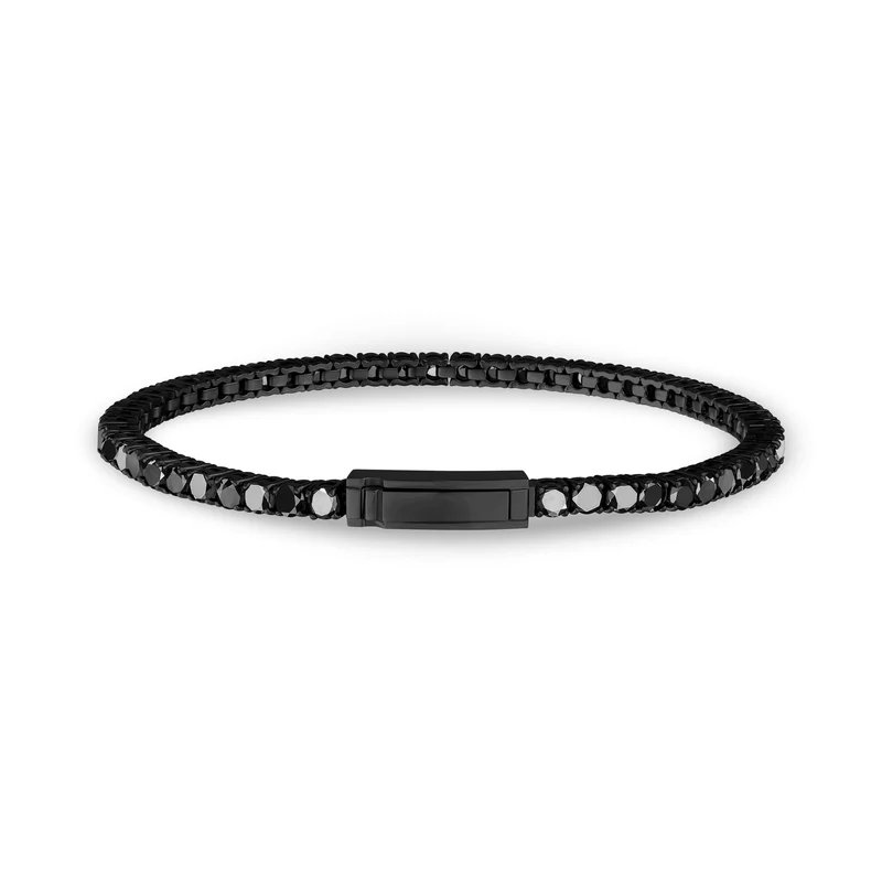 Bracelet de tennis en pierre noire | 3mm