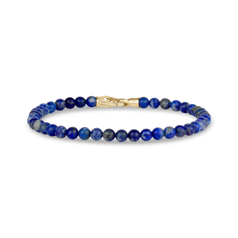 Bracelet de perles de Lapis Lazuli 4mm avec fermoir en or