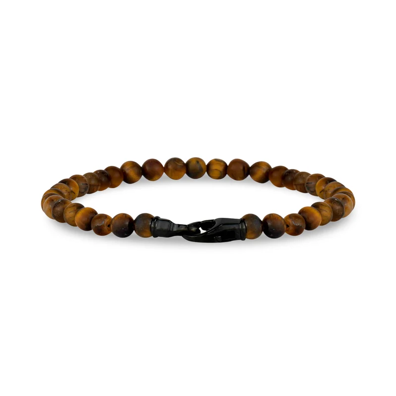 Bracelet de perles brunes mates avec fermoir en acier de 4 mm