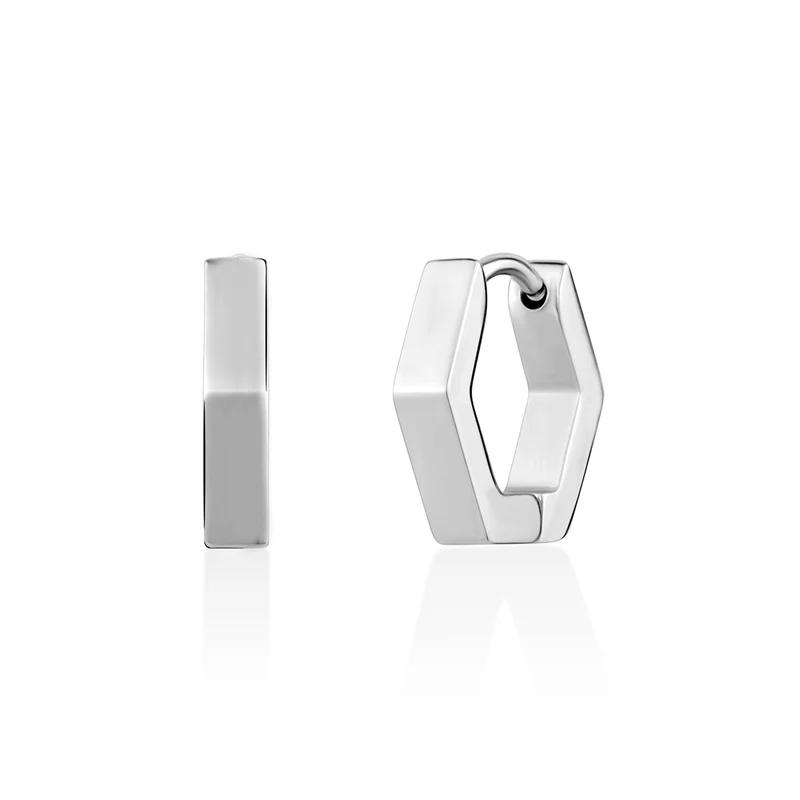 Boucles d'oreilles Huggie hexagonales