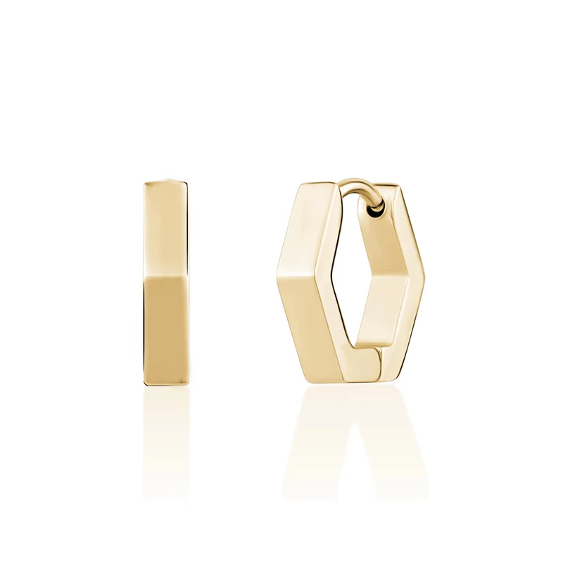Boucles d'oreilles Huggie hexagonales