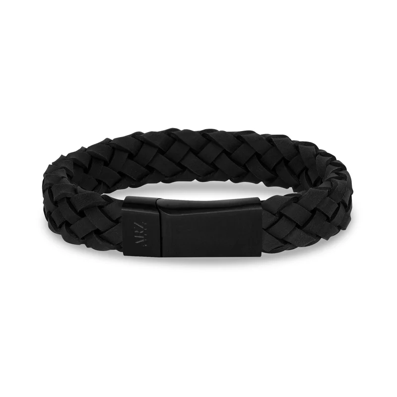 Bracelet en cuir noir 12 mm