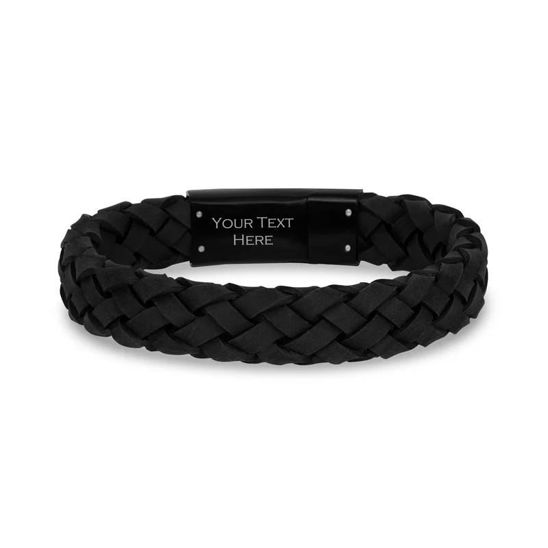 Bracelet en cuir noir 12 mm