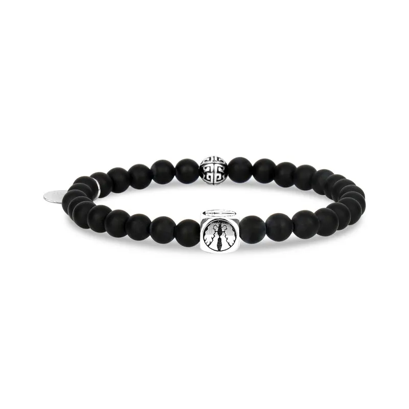 Bracelet de perles du zodiaque en onyx noir mat 6 mm