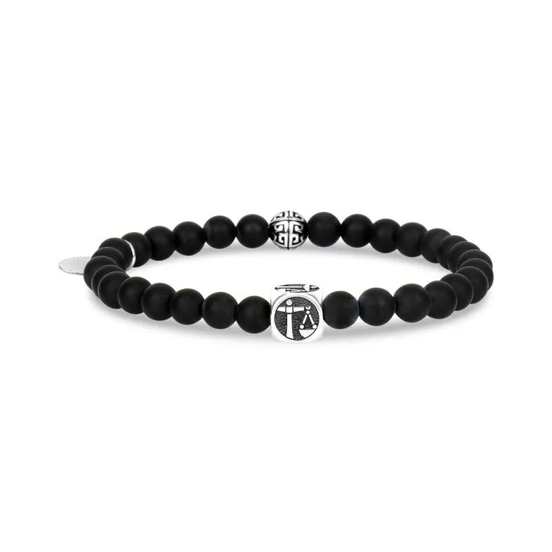 Bracelet de perles du zodiaque en onyx noir mat 6 mm