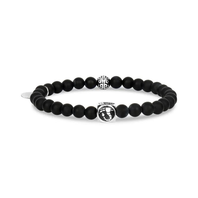 Bracelet de perles du zodiaque en onyx noir mat 6 mm