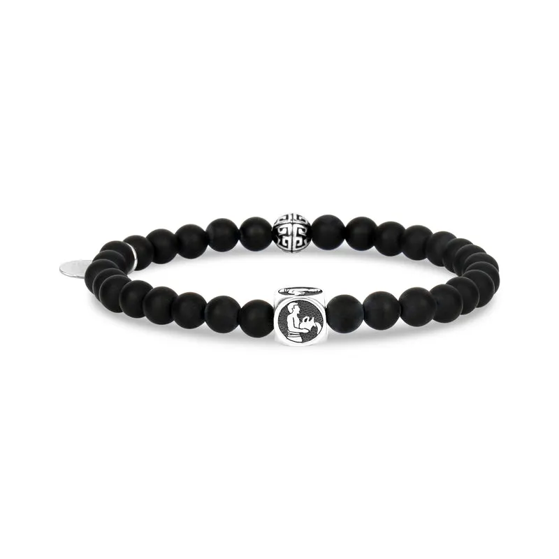 Bracelet de perles du zodiaque en onyx noir mat 6 mm