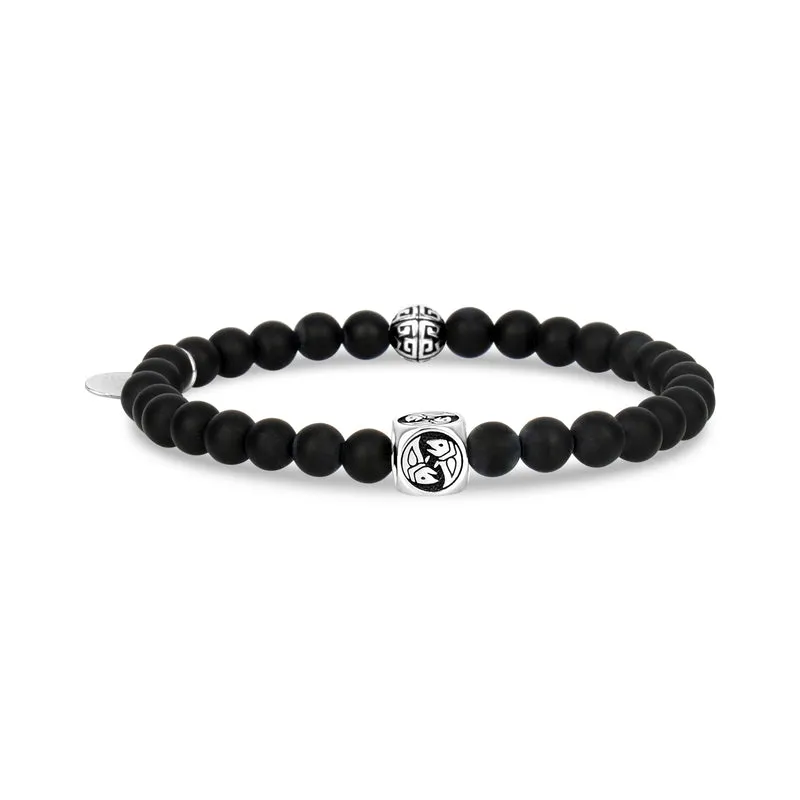 Bracelet de perles du zodiaque en onyx noir mat 6 mm