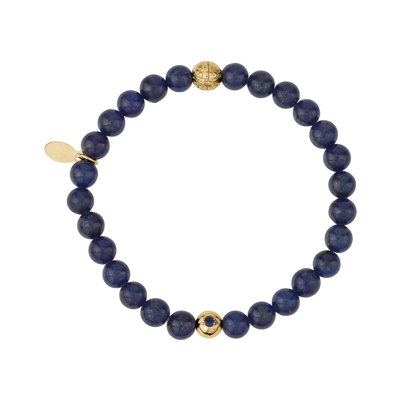 Bracelet de perles de Lapis Lazuli 6mm oeil maléfique