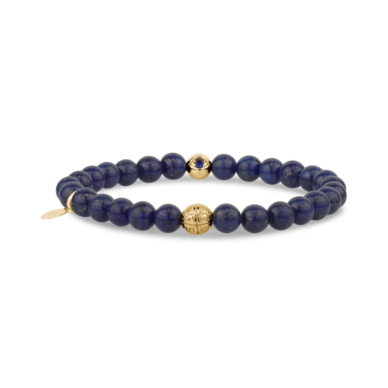 Bracelet de perles de Lapis Lazuli 6mm oeil maléfique