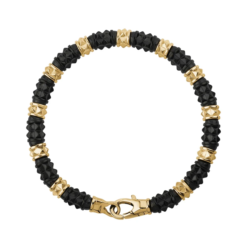 Bracelet de perles à pointes de 6 mm en or et en bronze