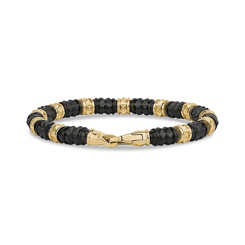Bracelet de perles à pointes de 6 mm en or et en bronze