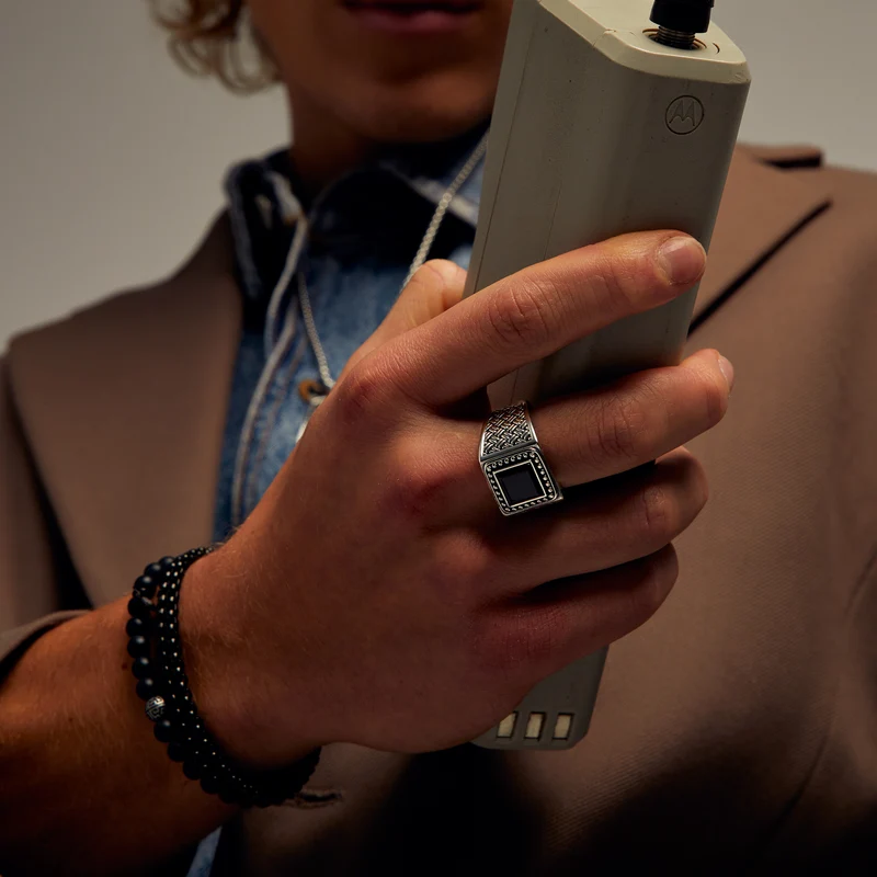 Bague Signet en onyx noir